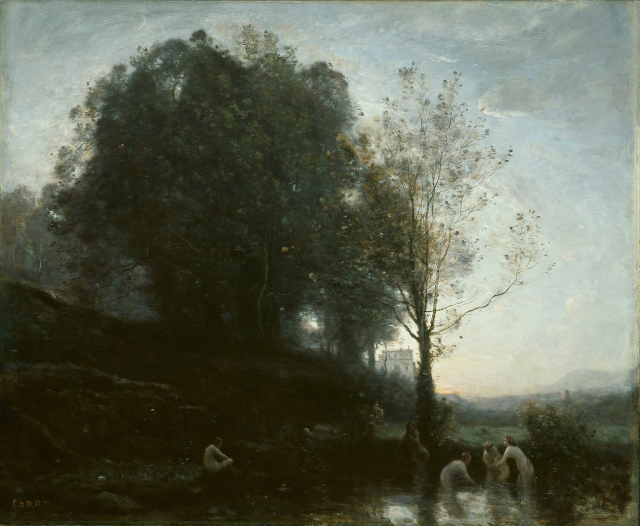 Badende nymfer og barn, 185560. av Jean Baptiste Camille Corot