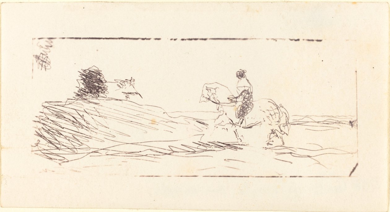 Carte-de-visit med Horseman av Jean Baptiste Camille Corot