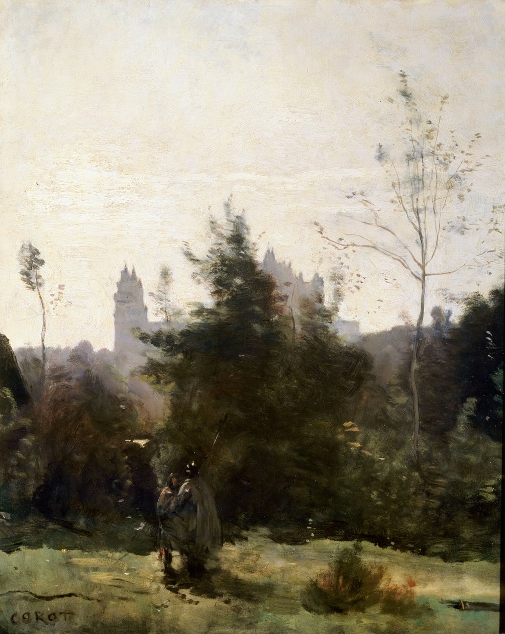 Chateau de Pierrefonds, 1860-tallet. av Jean Baptiste Camille Corot