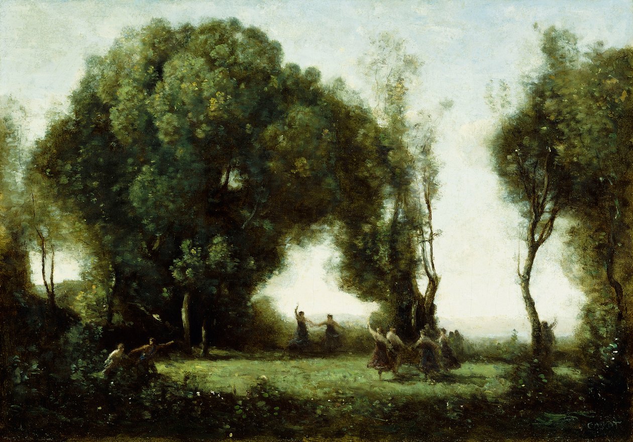 Dans av nymfene, av Jean Baptiste Camille Corot