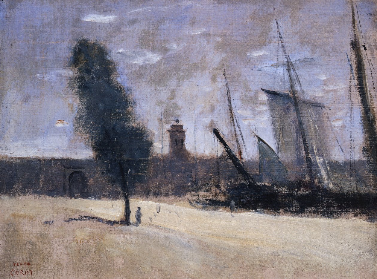 Dunkirk, vollene og inngangen til havnen av Jean Baptiste Camille Corot