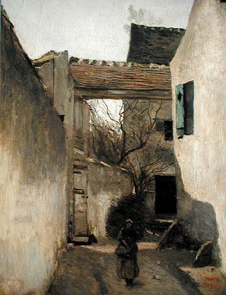 Ecouen, Corner of the Village, ca. 1870 (olje på lerret) av Jean Baptiste Camille Corot