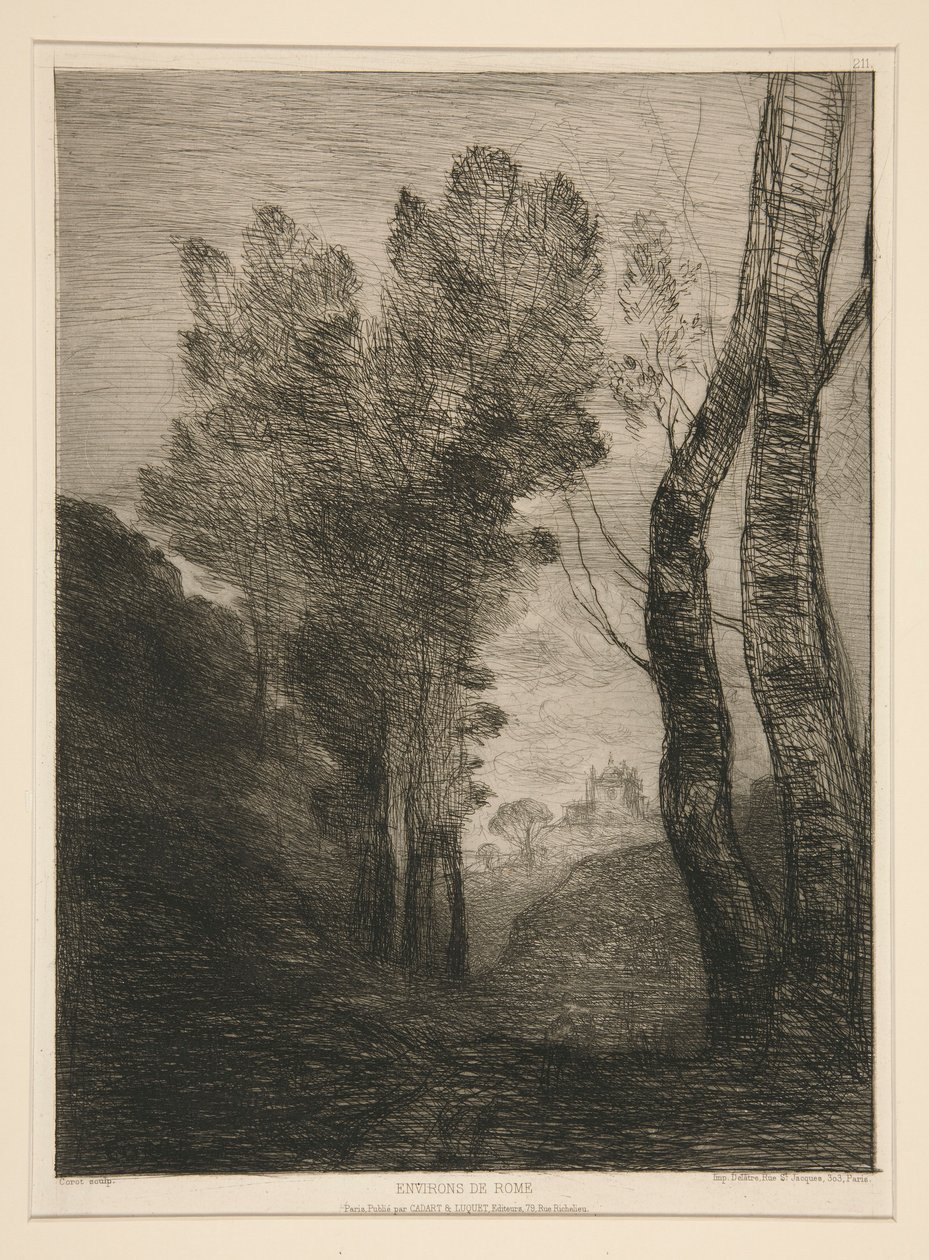 Environs de Rome (nær Roma) av Jean Baptiste Camille Corot