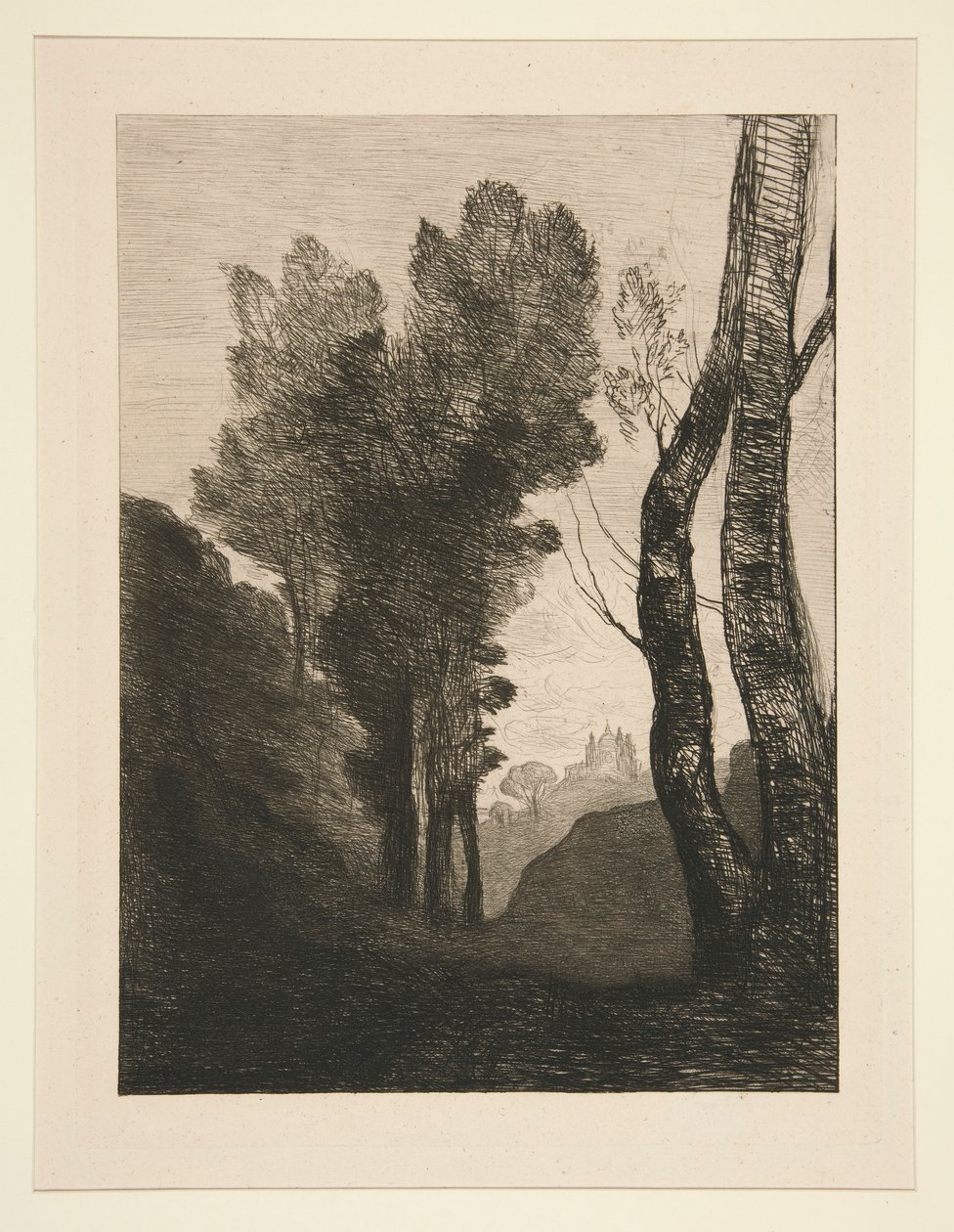 Environs de Rome (nær Roma) av Jean Baptiste Camille Corot