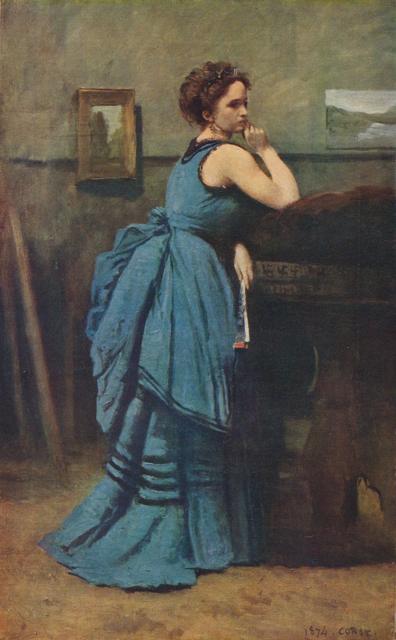 Kvinne i blått, 1874, 1939 av Jean Baptiste Camille Corot