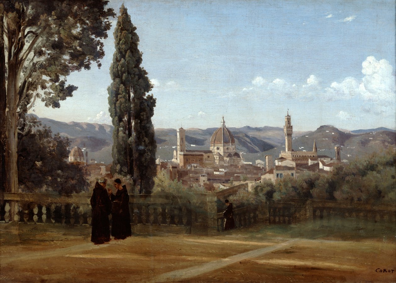 Firenze, Utsikt fra Boboli-hagen, 1835-1840 av Jean Baptiste Camille Corot