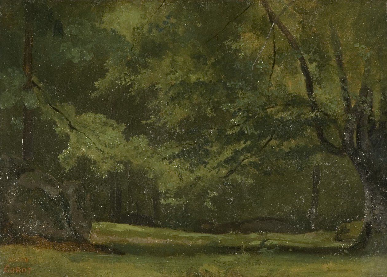 Fontainebleau - i skogen, ca. 1823-24 av Jean Baptiste Camille Corot
