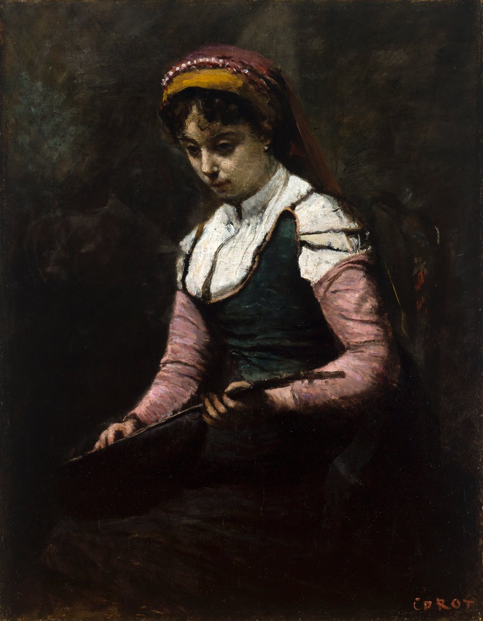 Jente med mandolin av Jean Baptiste Camille Corot