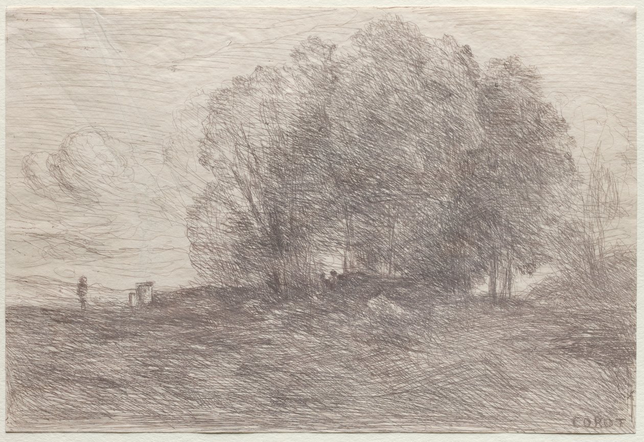Gruppe av trær, 1858. av Jean Baptiste Camille Corot