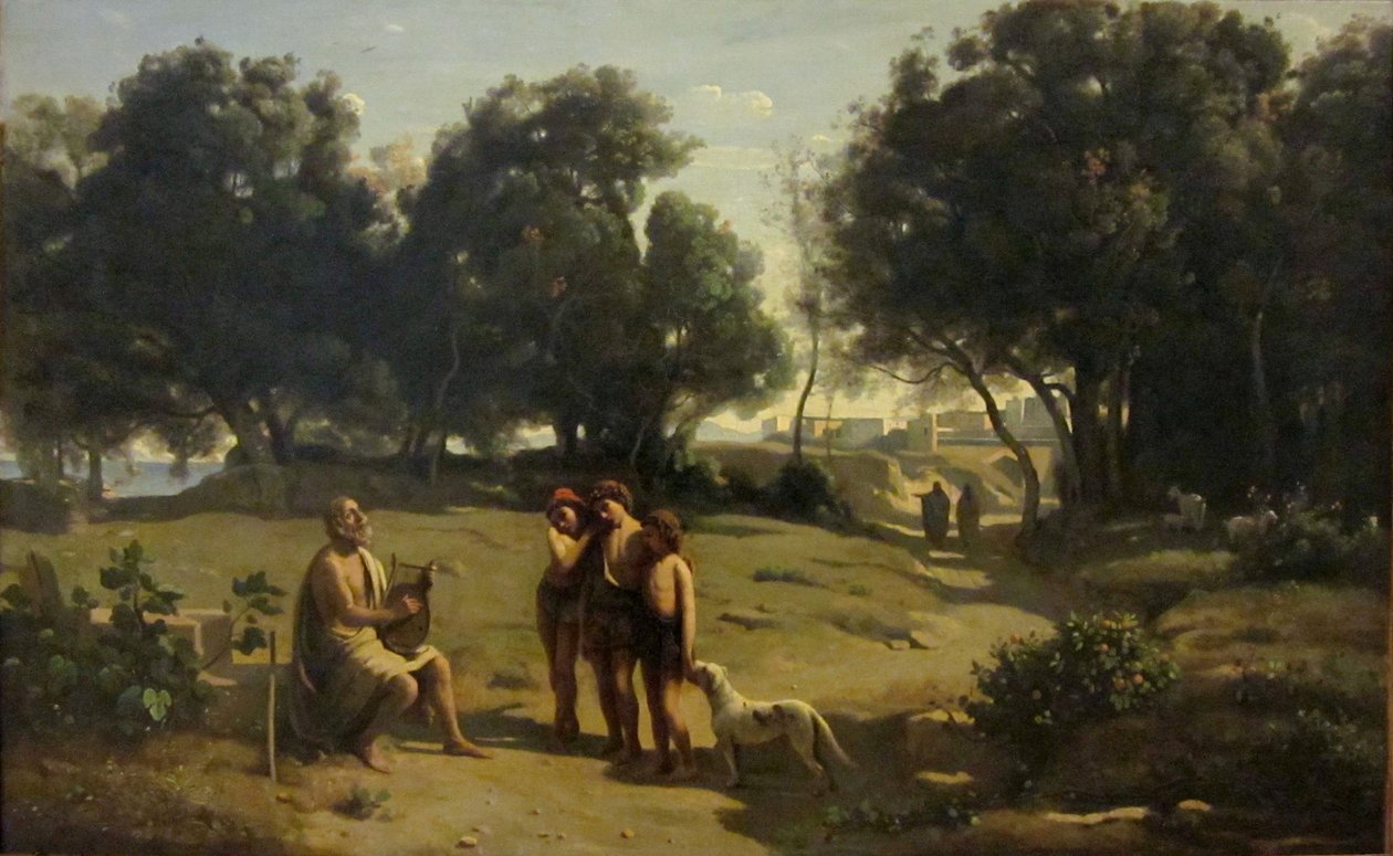 Homer og hyrdene av Jean Baptiste Camille Corot