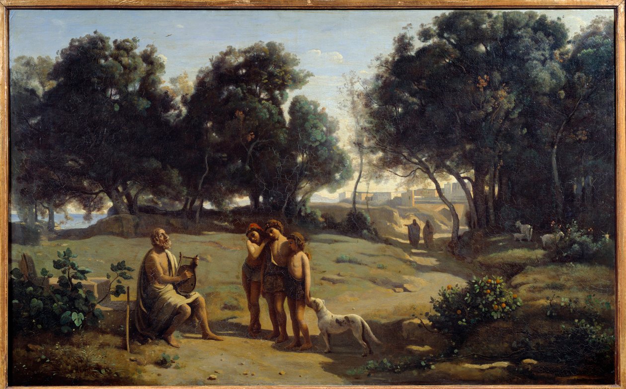 Homer og gjetere. Den greske poeten på øya Patmos. Maleri av Camille Corot (1796-1875) 1845 Søn. 0,8x1,3 m Saint Lo, Musee des Beaux Arts av Jean Baptiste Camille Corot
