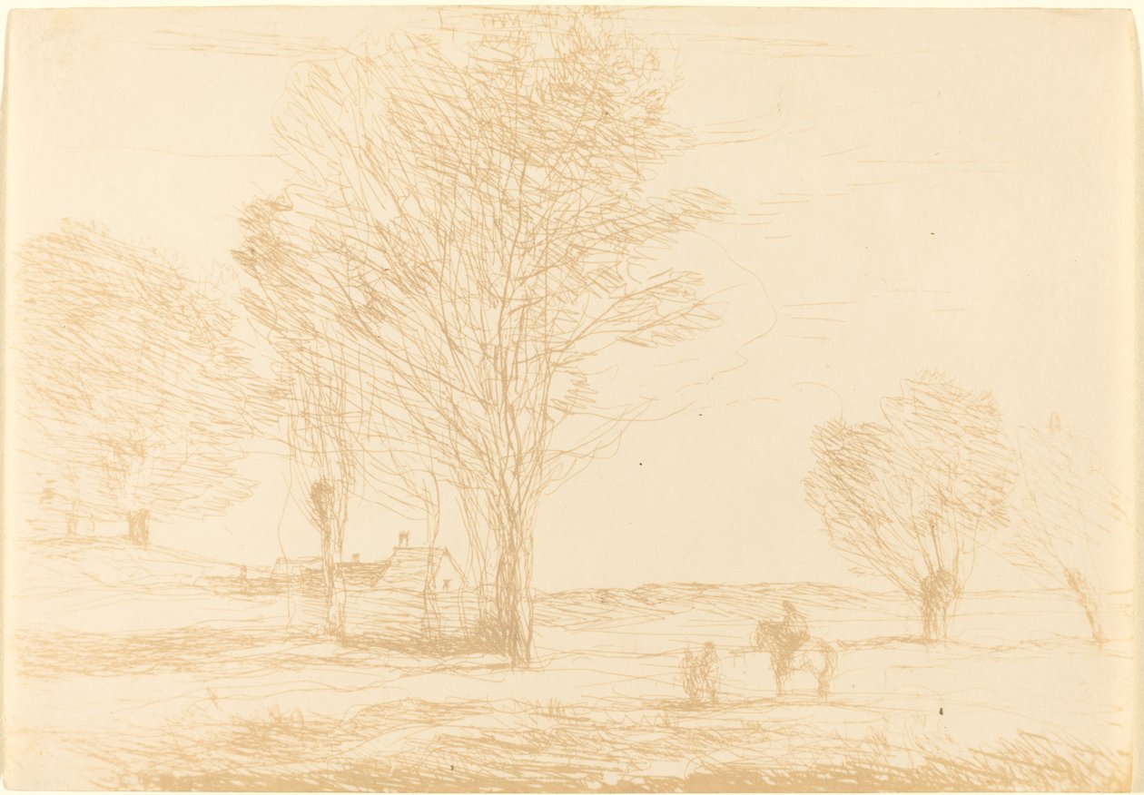 Rytter stanset på landsbygda av Jean Baptiste Camille Corot