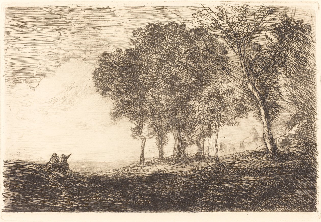 Italiensk landskap av Jean Baptiste Camille Corot