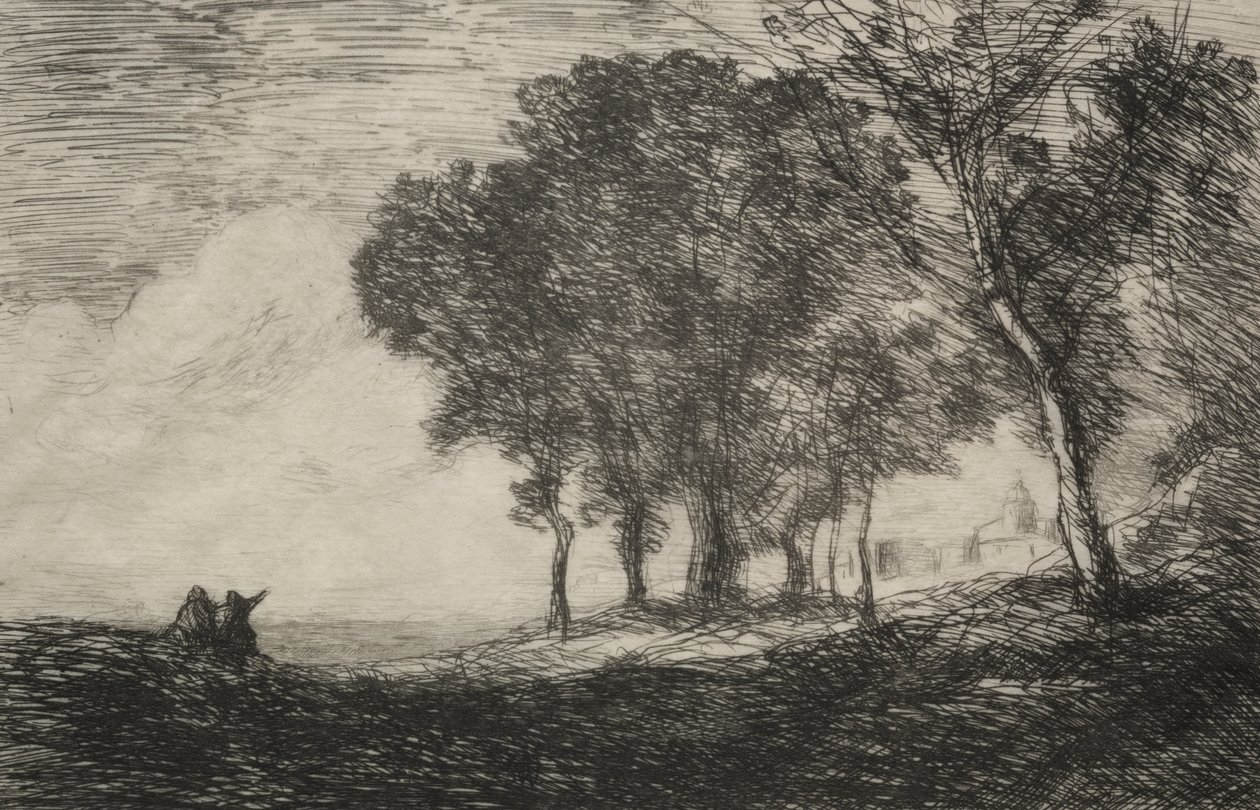 Italiensk landskap av Jean Baptiste Camille Corot