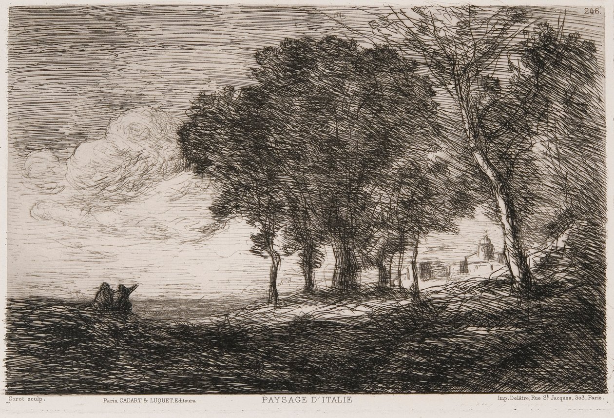Italiensk landskap, c1865. av Jean Baptiste Camille Corot