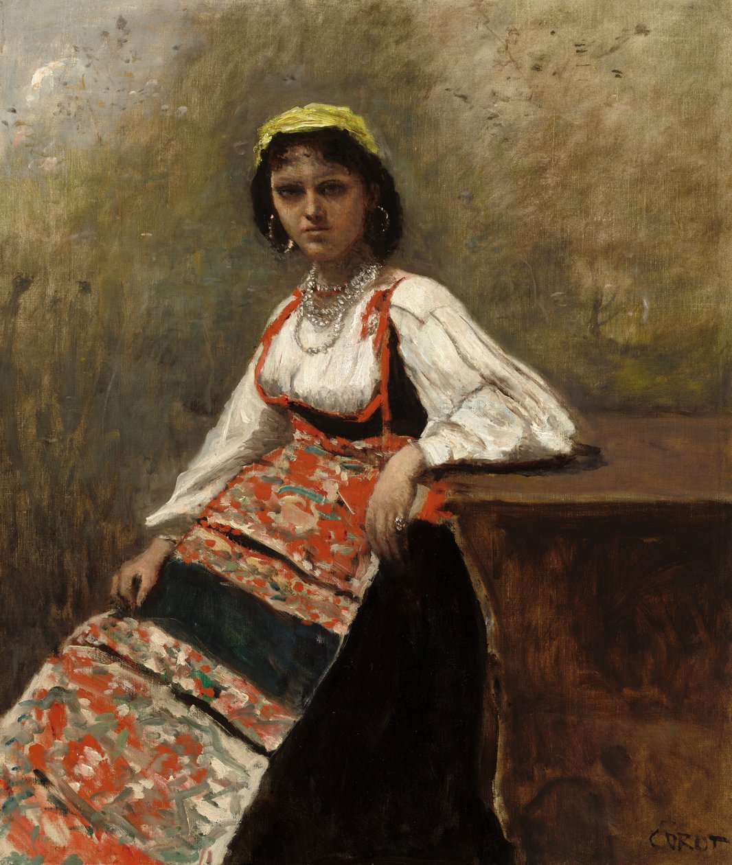 Italiensk kvinne La Morieri, ca. 1872 av Jean Baptiste Camille Corot