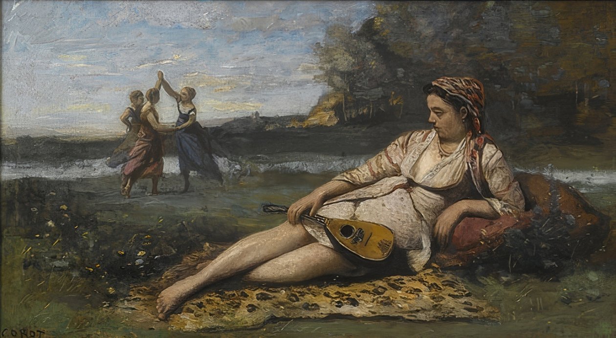 Unge kvinner fra Sparta (Jeunes filles de Sparte). Ca 1868-70 av Jean Baptiste Camille Corot