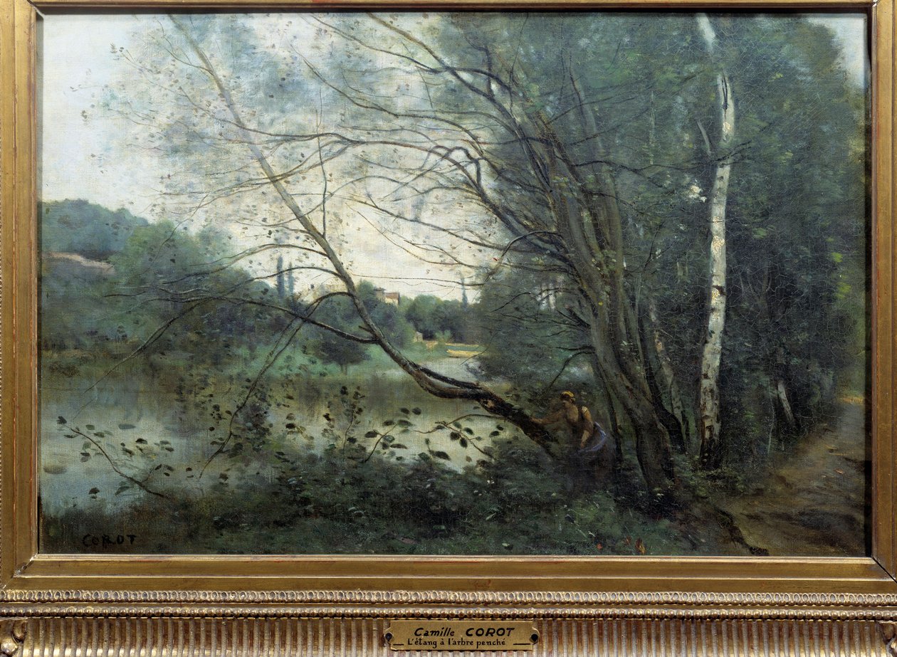 Dammen med et slikket tre Maleri av Camille Corot (1796-1875) Reims fra 1800-tallet, Musee des Beaux Arts av Jean Baptiste Camille Corot