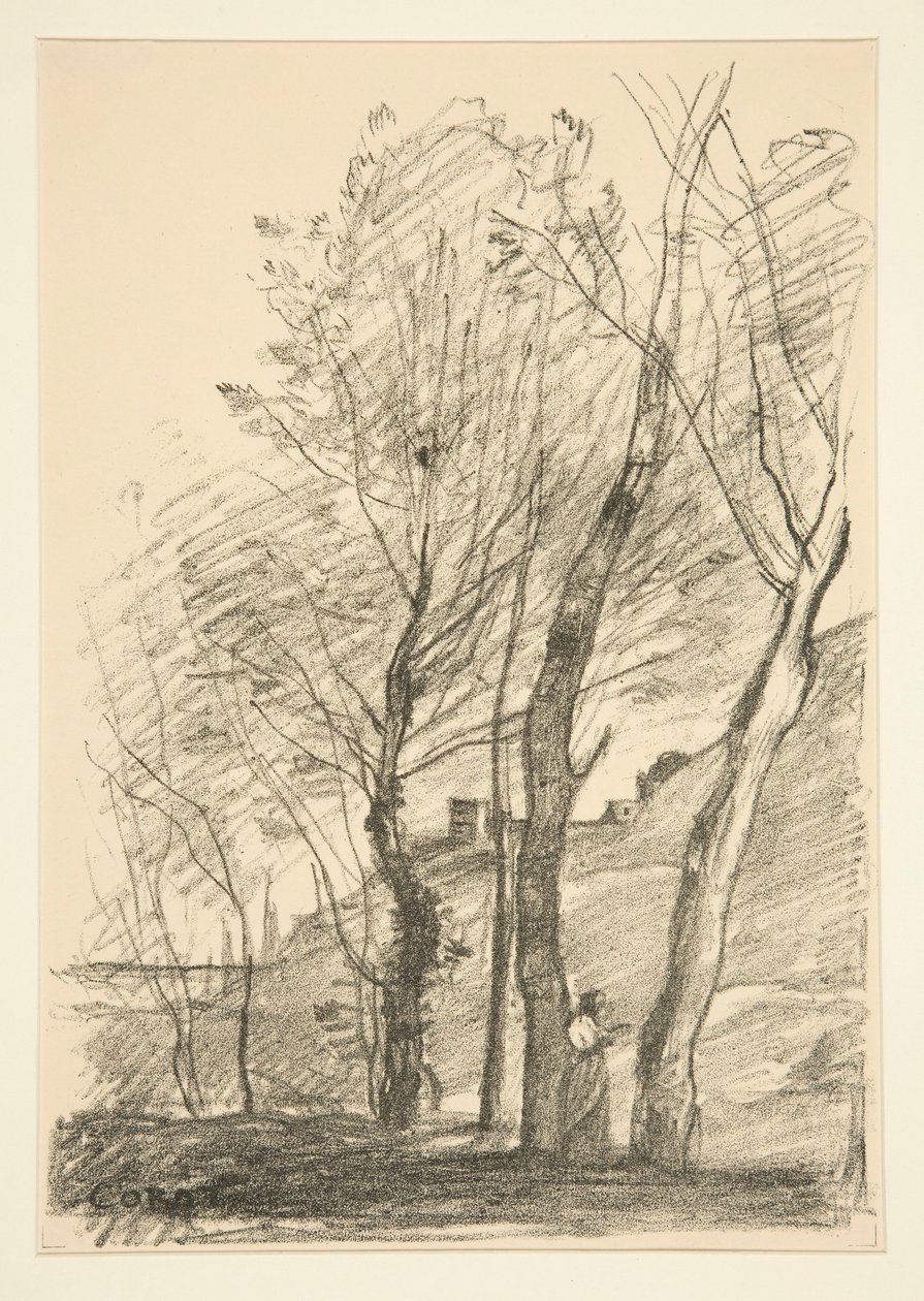 La Lecture sous les arbres (lesing under trærne) av Jean Baptiste Camille Corot