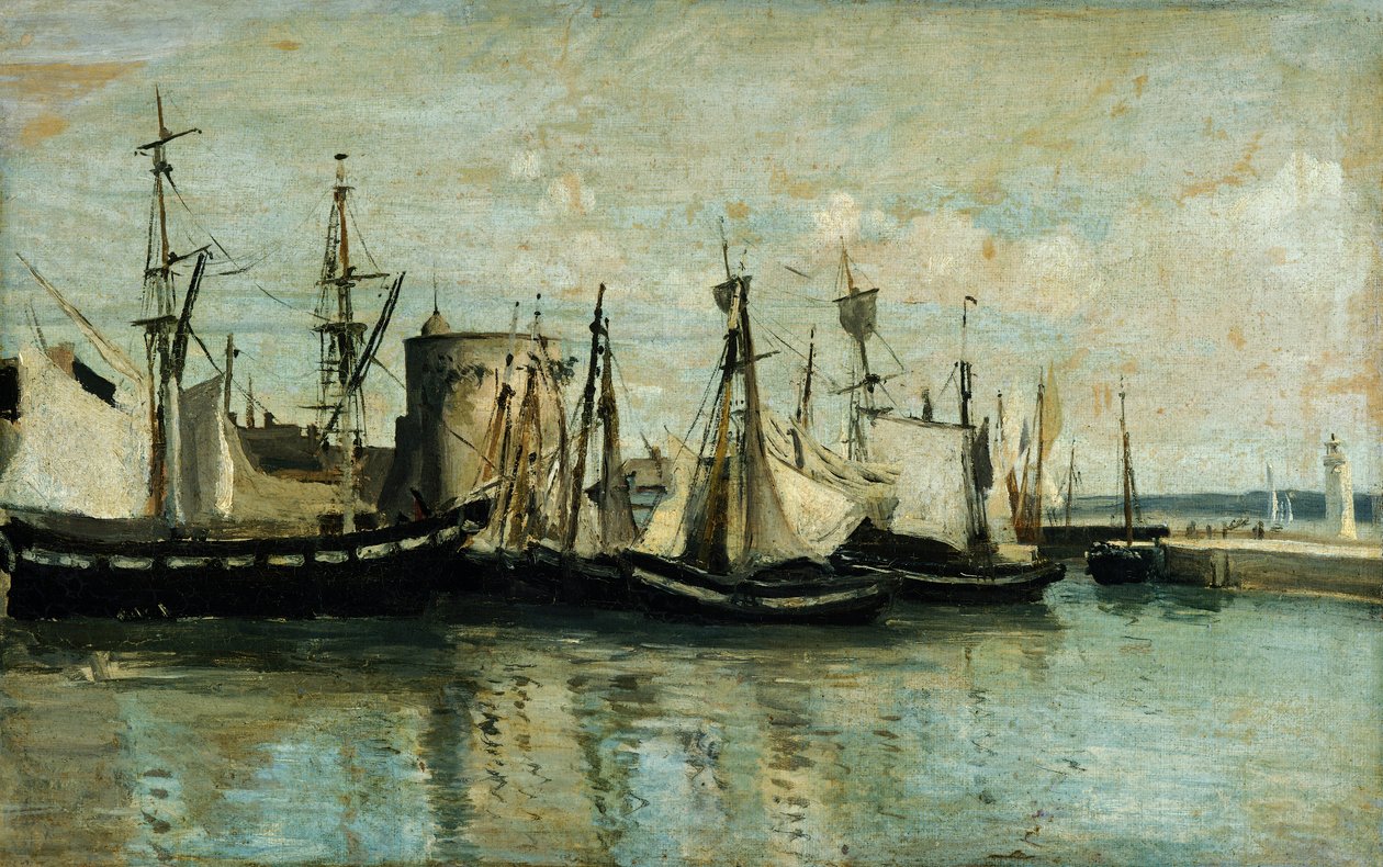 La Rochelle, inngang til tørrdokk av Jean Baptiste Camille Corot