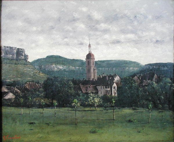 Landskap med kirke (olje på lerret) av Jean Baptiste Camille Corot