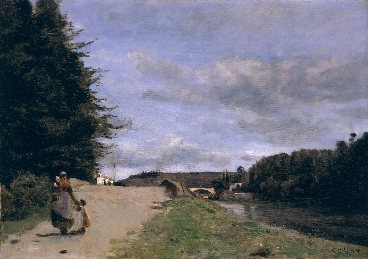 Landskap med mor og barn av Jean Baptiste Camille Corot