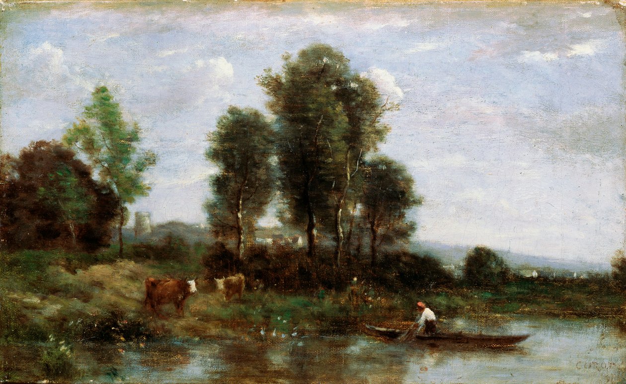 Landskap med en elv, 1800-tallet av Jean Baptiste Camille Corot