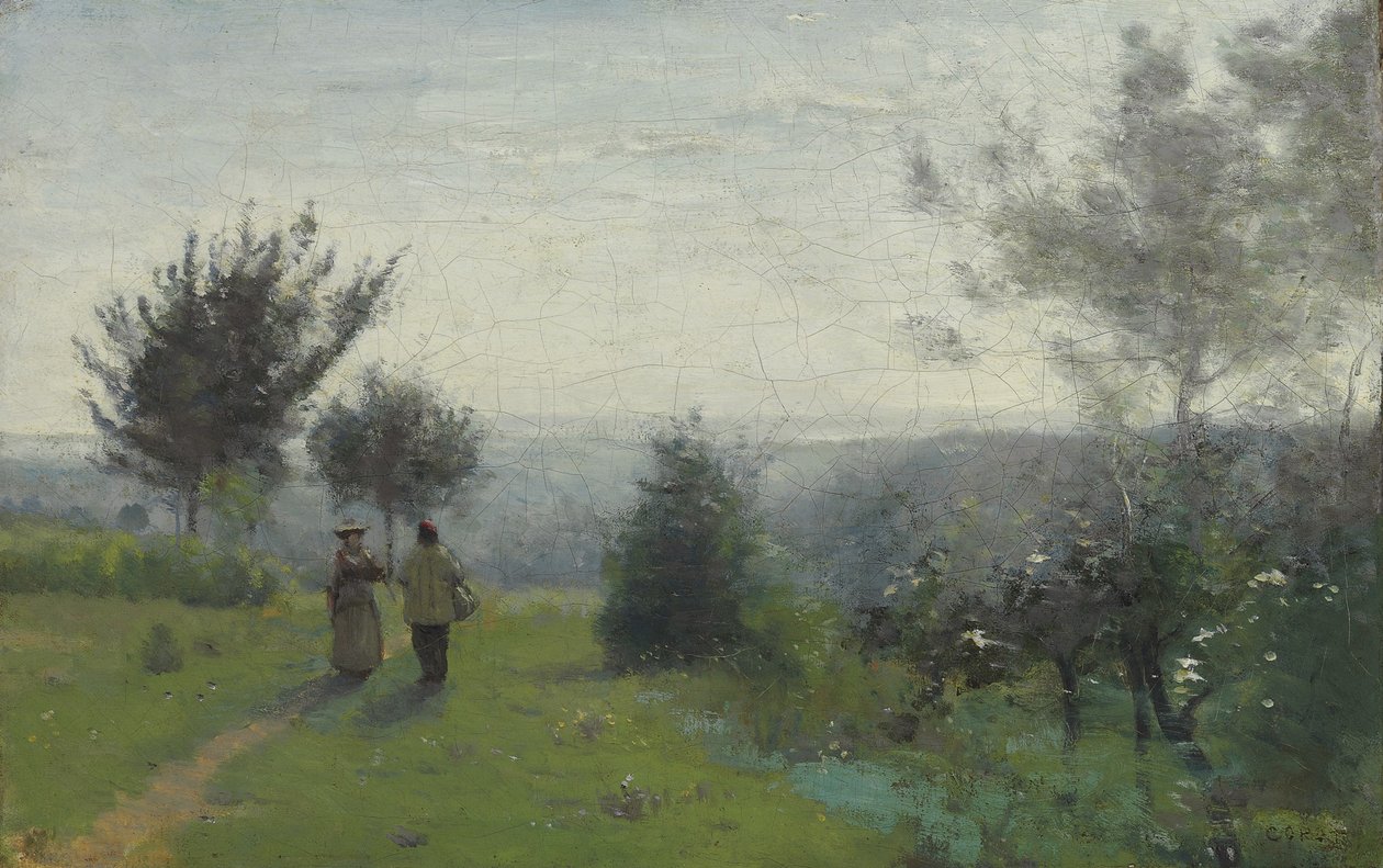 vårgry av Jean Baptiste Camille Corot