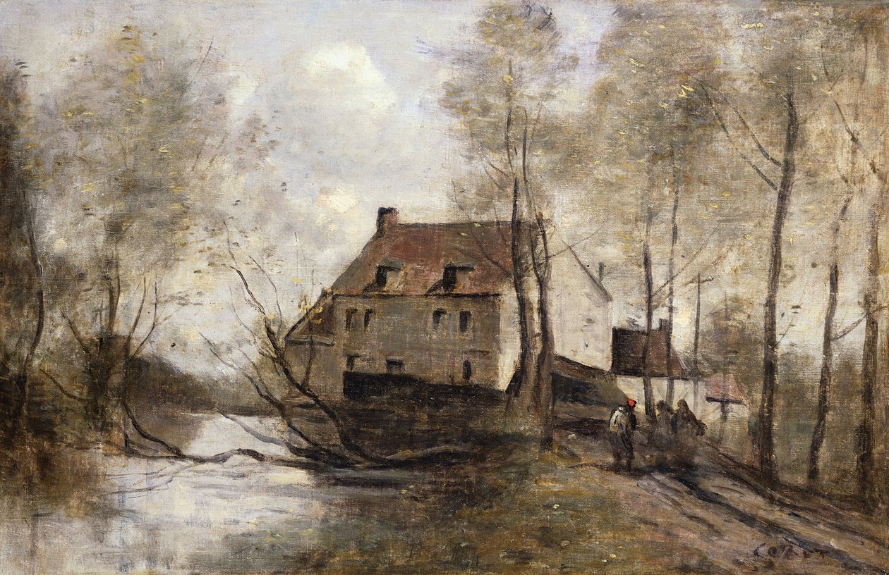Le Moulin Brule, Planque, nær Douai av Jean Baptiste Camille Corot