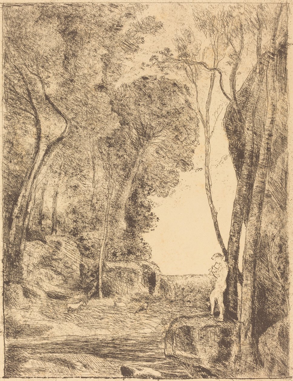 Lille gjeter, 1. tallerken (Le Petit Berger) av Jean Baptiste Camille Corot