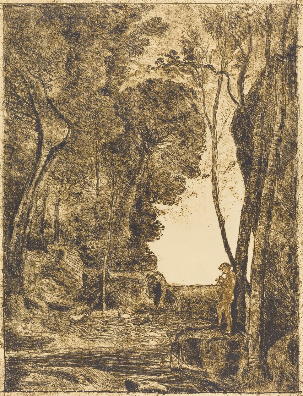 Lille gjeter, 1. plate Le Petit Berger, 1855. av Jean Baptiste Camille Corot