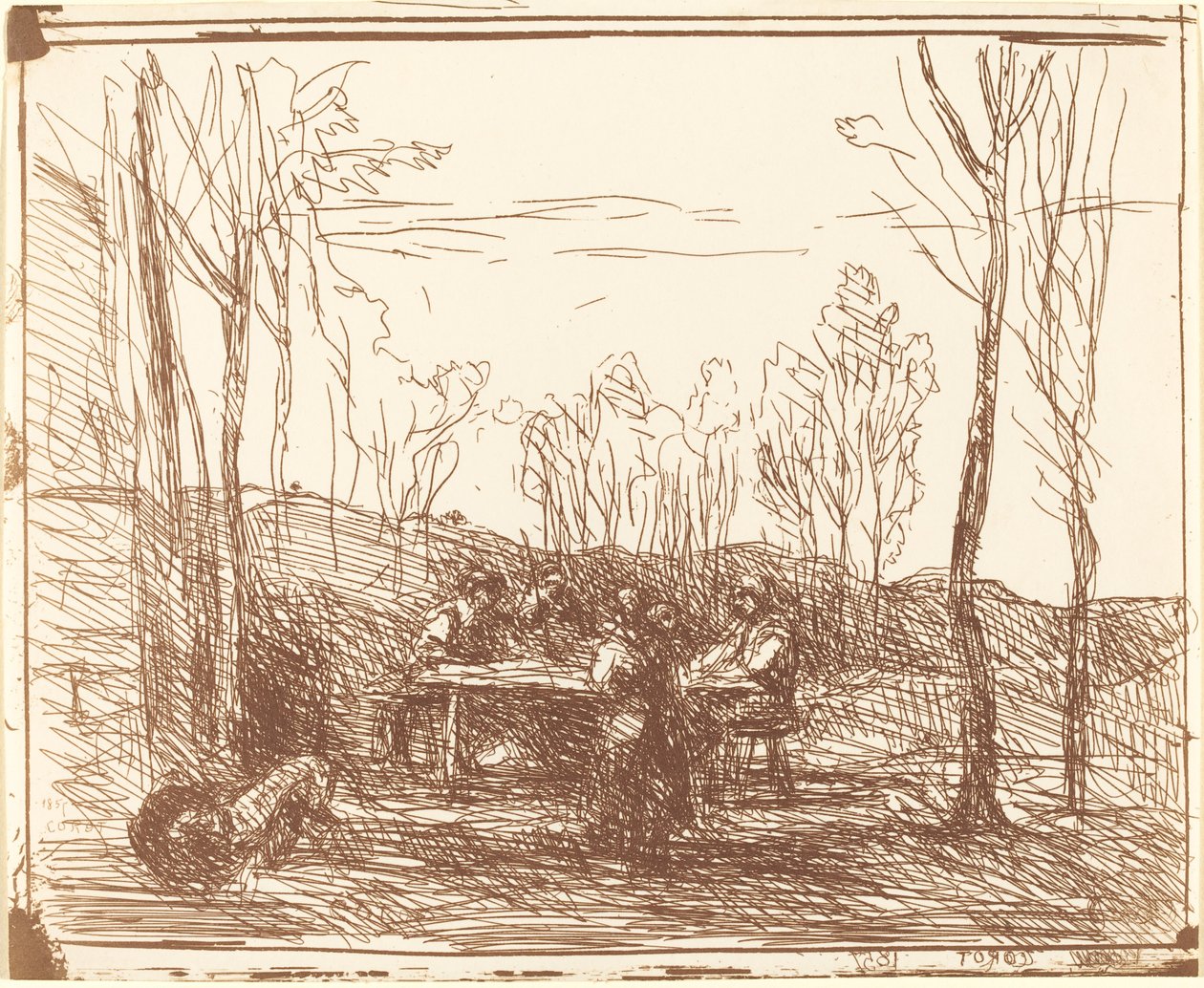 Lunsj i en lysning av Jean Baptiste Camille Corot