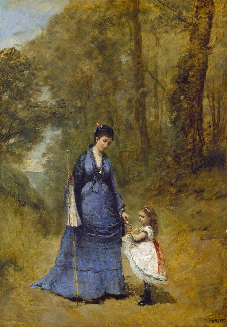 Madame Stumpf og hennes datter, 1872. av Jean Baptiste Camille Corot