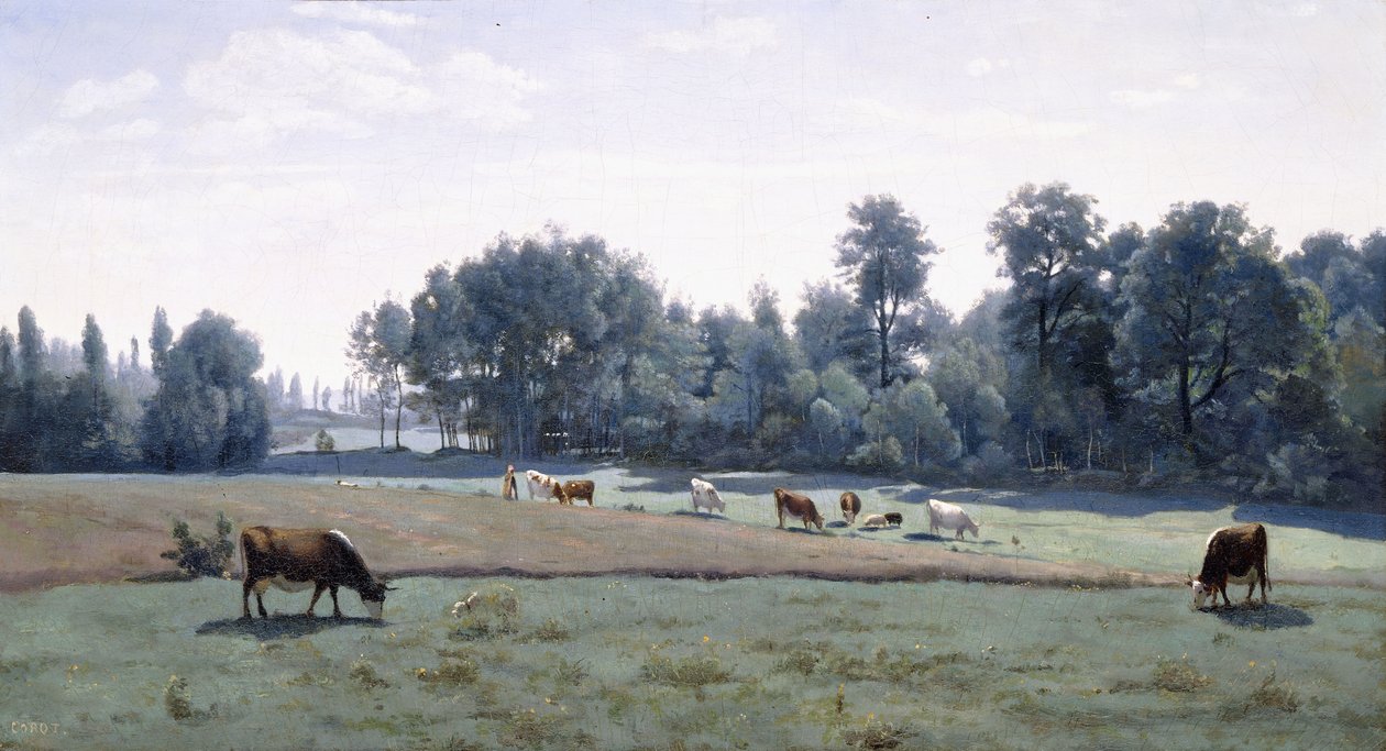 Marcoussis - Kyr på beite, 1845-50 av Jean-Baptiste-Camille Corot