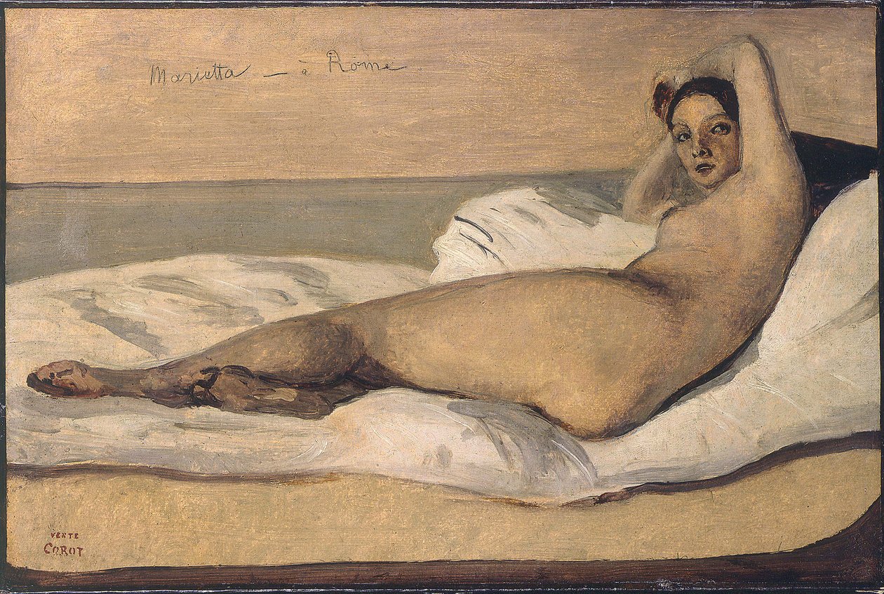 Marietta The Roman Odalisque av Jean Baptiste Camille Corot