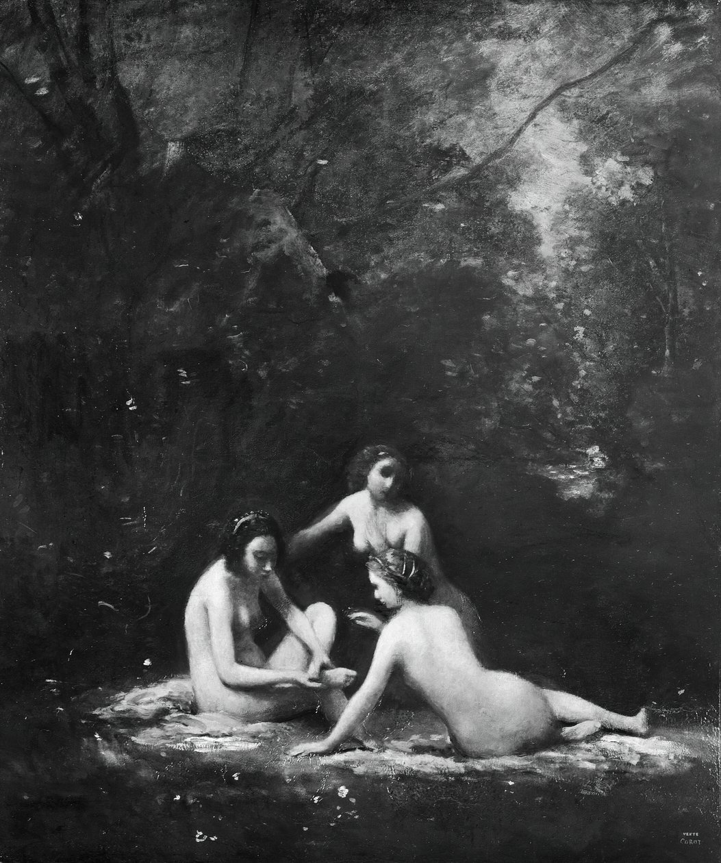 Nymfer som forlater badet, 1843. av Jean Baptiste Camille Corot