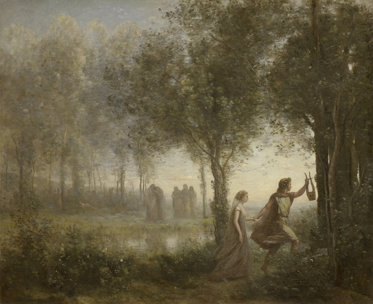 Orpheus som leder Eurydike fra underverdenen, 1861 av Jean Baptiste Camille Corot