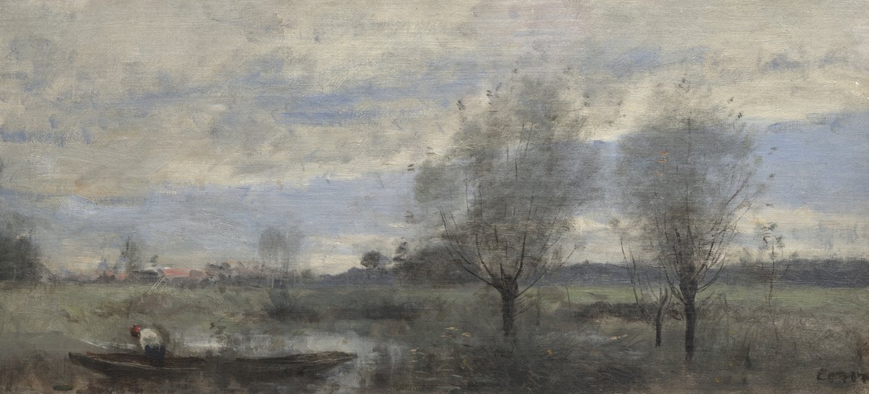 Palluel, båtfører i myrene av Jean Baptiste Camille Corot