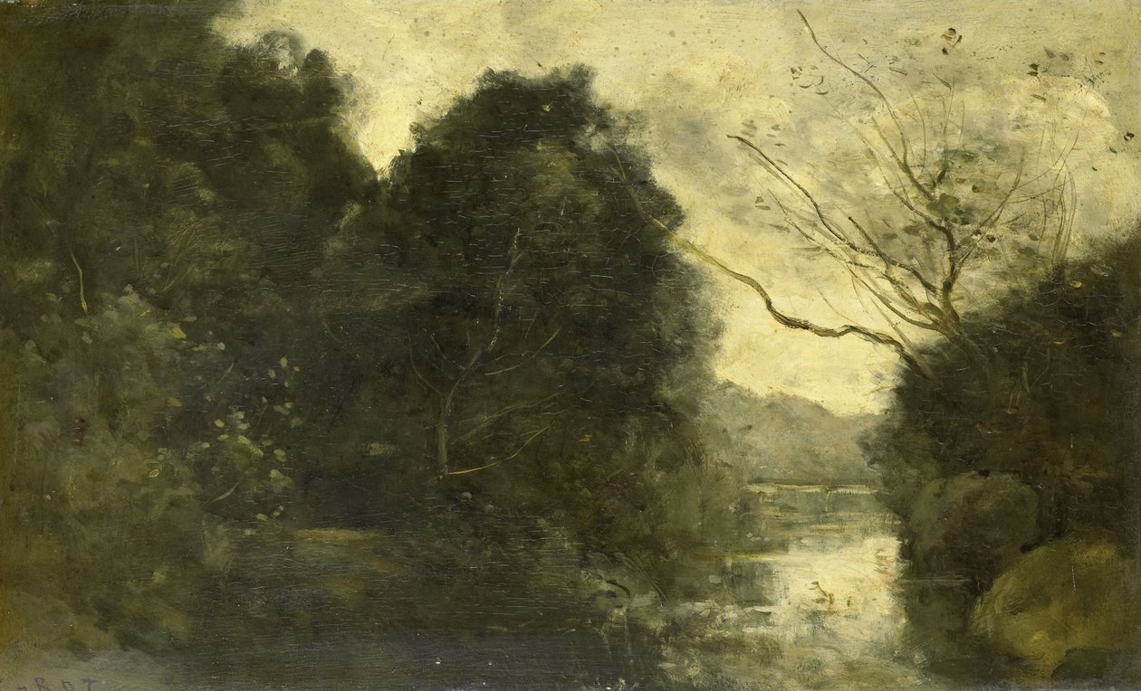 Dam i skogen av Jean Baptiste Camille Corot