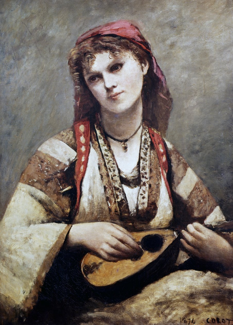 Portrett av Christine Nilson, eller Bohemen med mandolin av Jean Baptiste Camille Corot