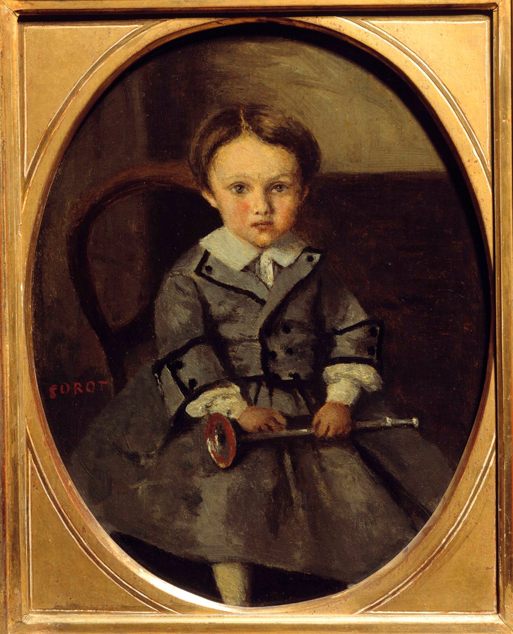 Portrett av Maurice Robert (1853-1925), sønn av Francois Robert, venn av Corot-maleri av Camille Corot (1796-1875) 1857 Søn. 0,29x0,23 m av Jean Baptiste Camille Corot