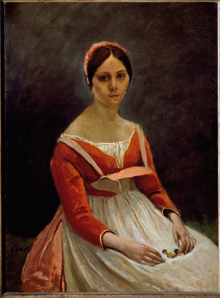 Portrett av jenta (olje på lerret av Jean Baptiste Camille Corot