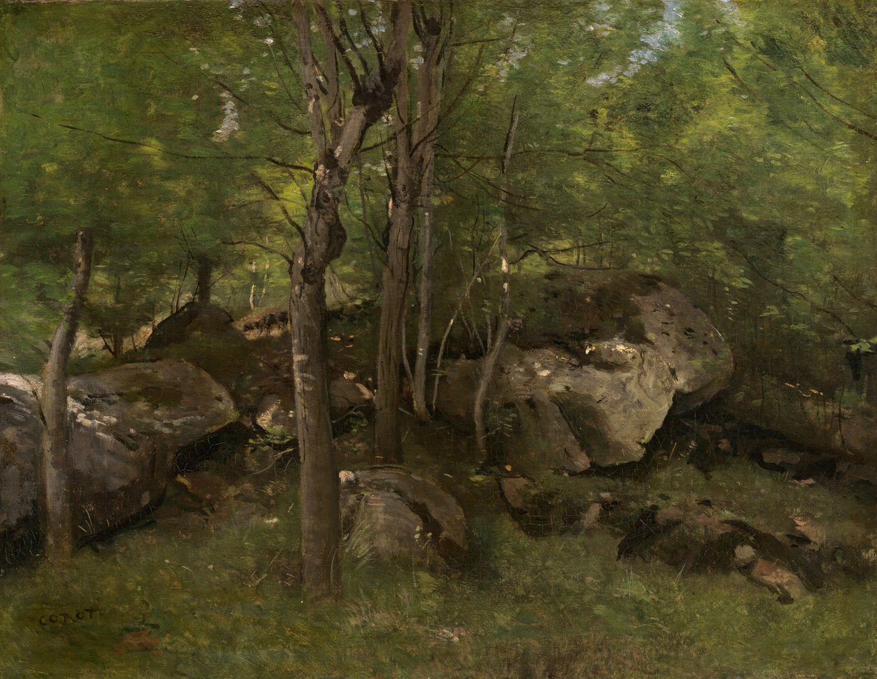 Steiner i Fontainebleau-skogen, 18601865. av Jean Baptiste Camille Corot