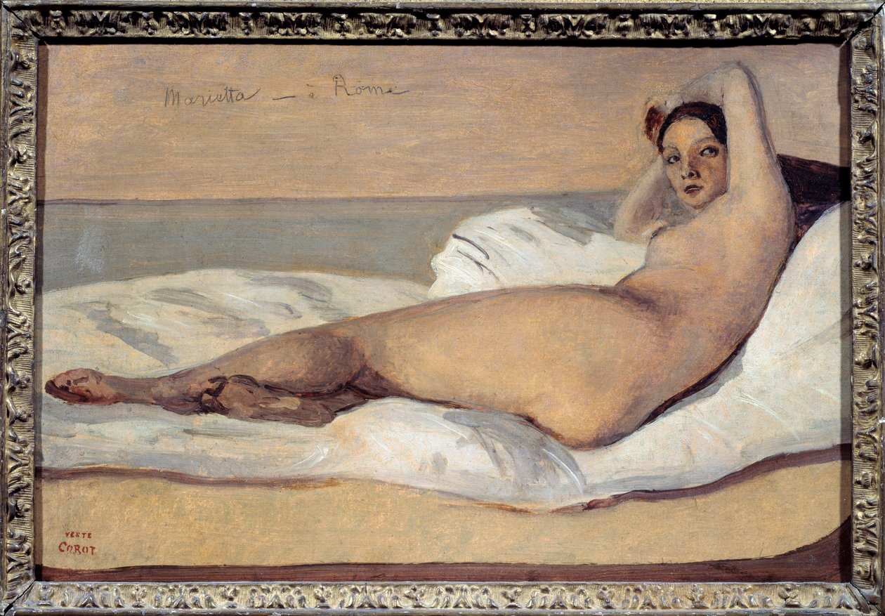 Romersk odalisque: Marietta. Maleri av Camille Corot (1796-1875) av Jean Baptiste Camille Corot