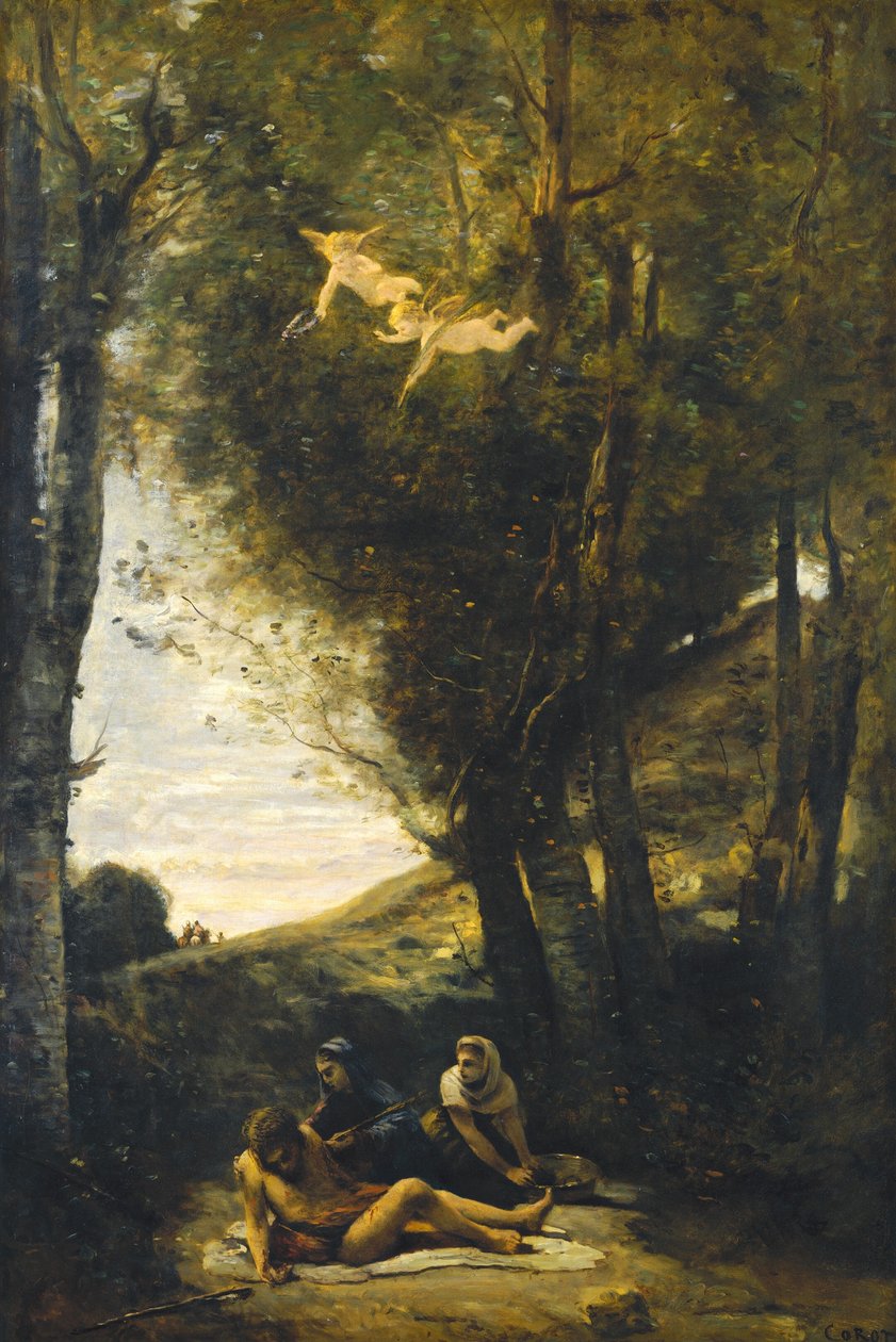 Saint Sebastian støttet av de hellige kvinner av Jean Baptiste Camille Corot