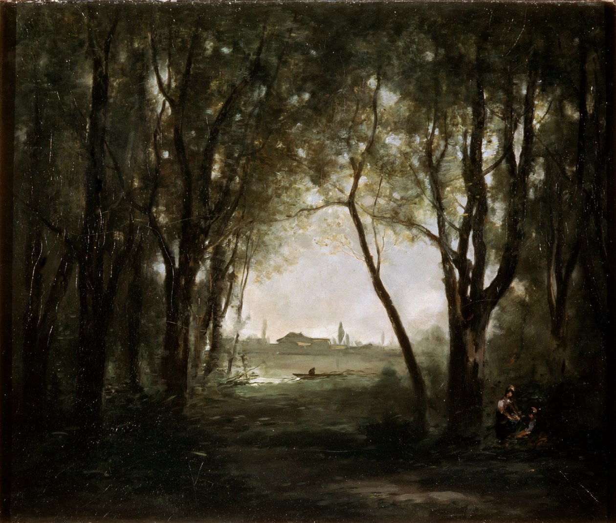 Scene nær en innsjø, 1860-1873. av Jean Baptiste Camille Corot