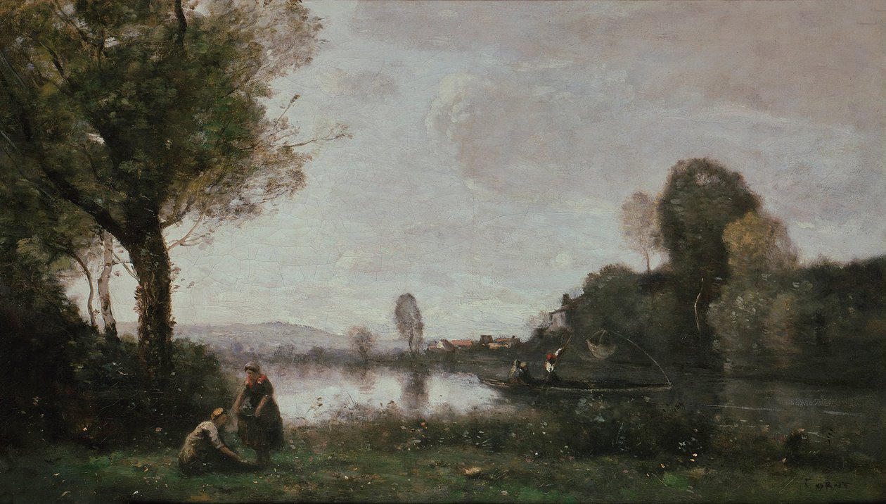 Seinelandskap nær Chatou, 1885 av Jean Baptiste Camille Corot