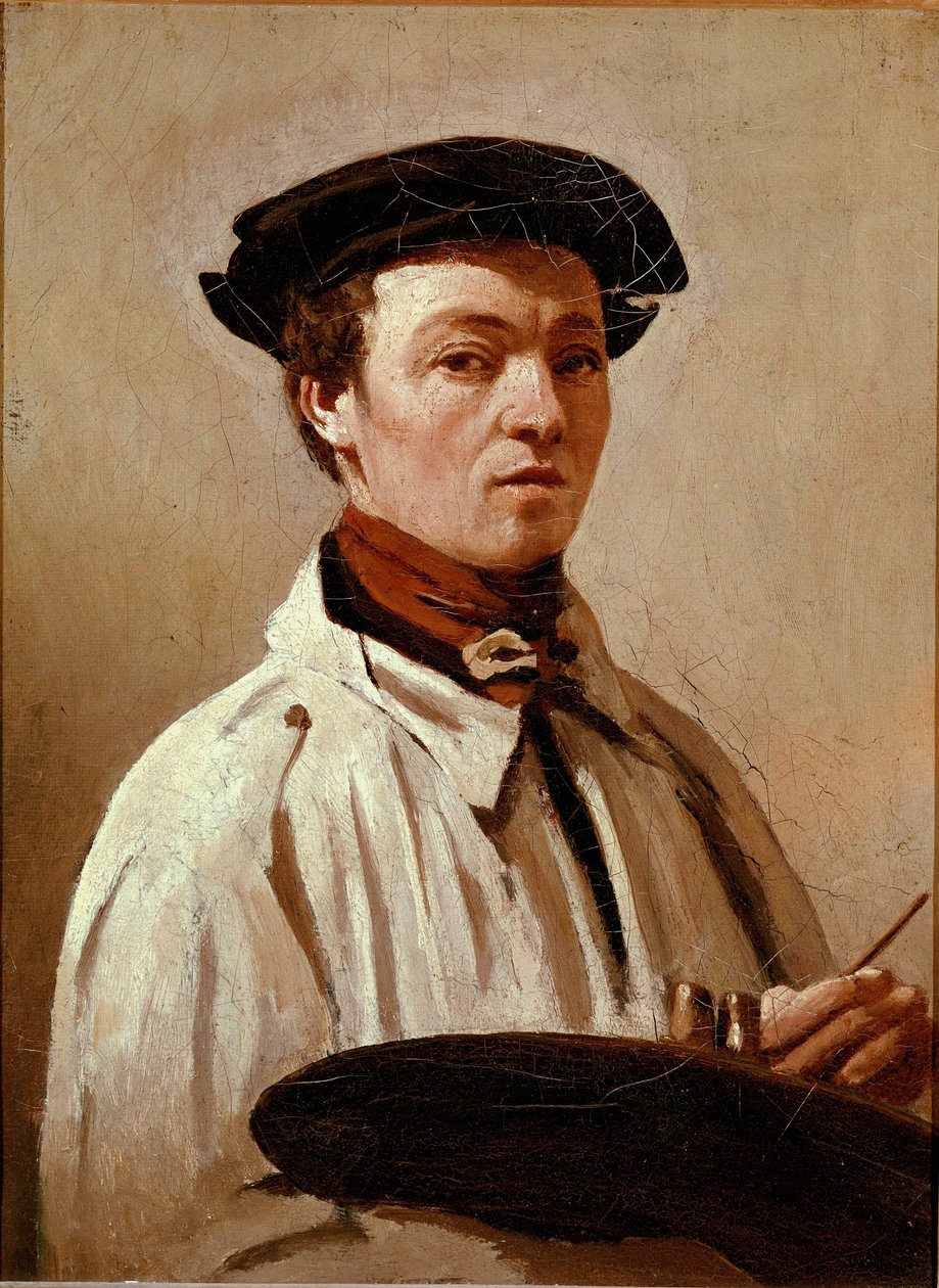 Selvportrett. Maleri av Jean Baptiste Camille Corot (1796-1875). Olje på lerret. Mål: 34x25cm. Firenze, Uffizi-galleriet av Jean Baptiste Camille Corot