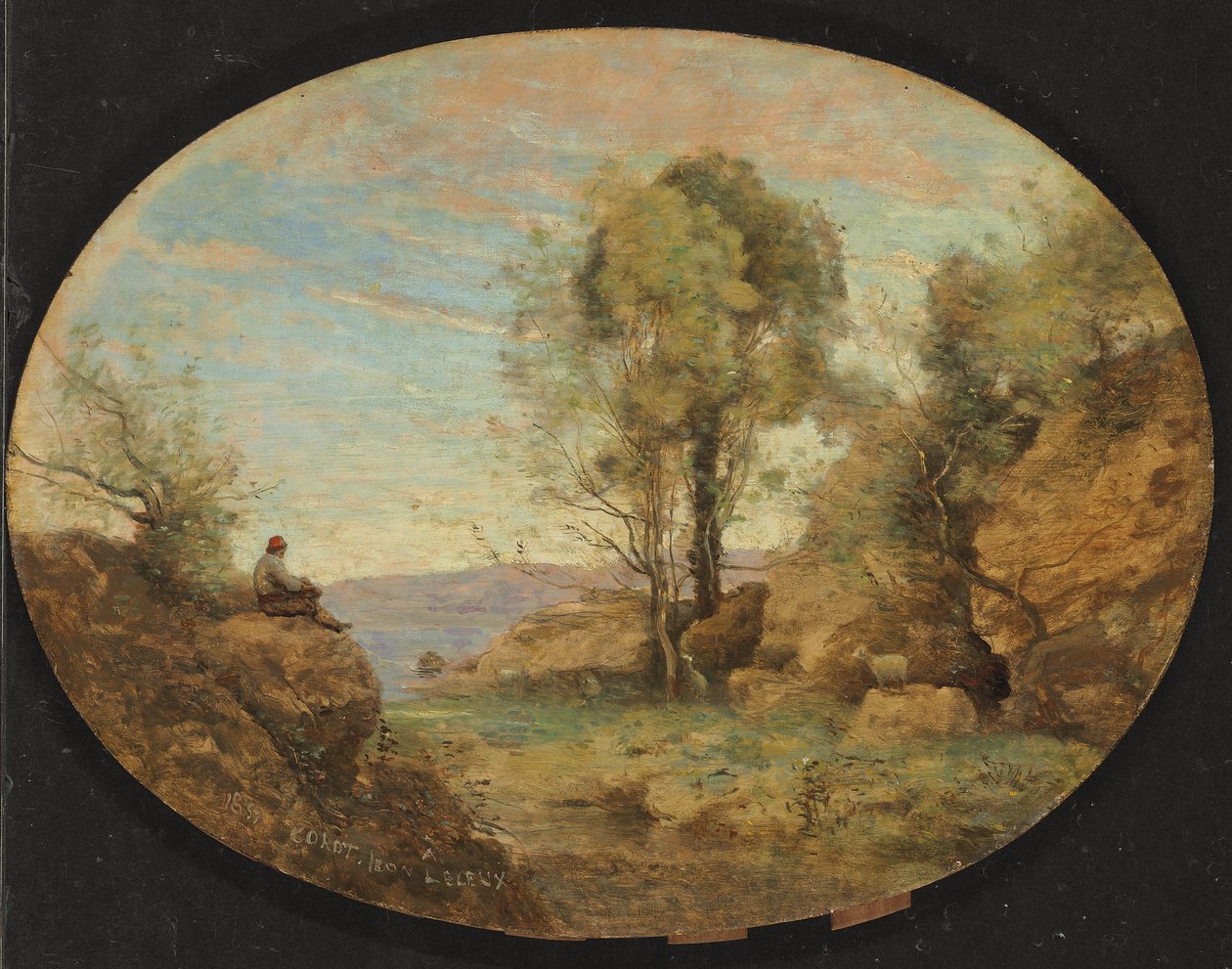 Shepherd Overlooking a Rocky Gorge, 1859 av Jean Baptiste Camille Corot