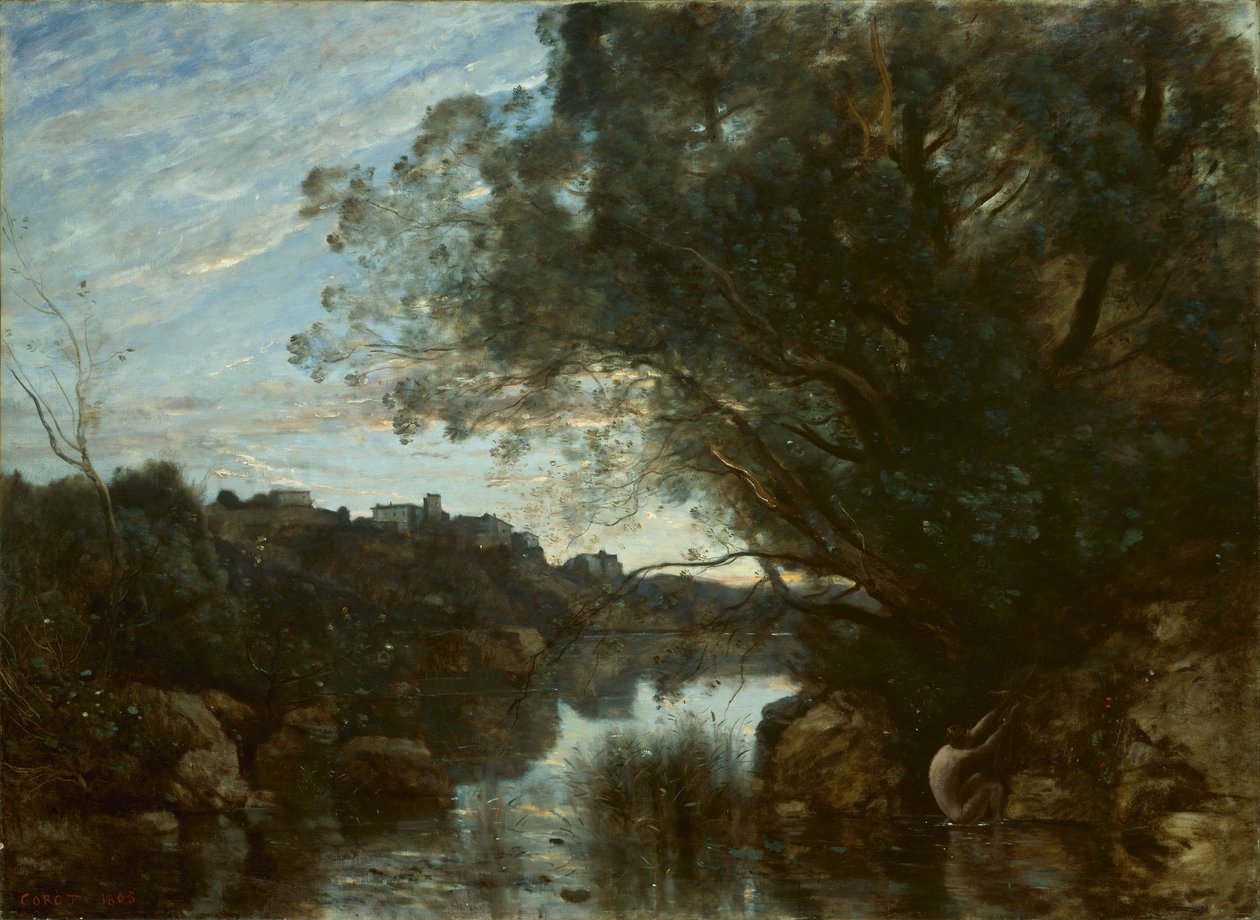 Suvenir fra omgivelsene ved Lake Nemi av Jean Baptiste Camille Corot